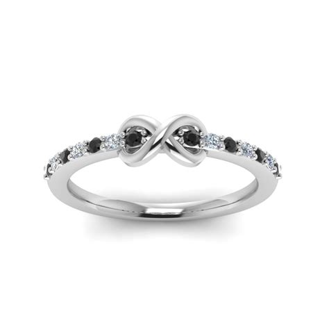 Delicate Infinity Promise Ring With Black Diamond In 14k White Gold