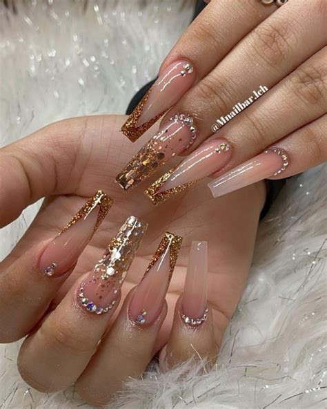 Encapsulated Glitter Coffin Nails