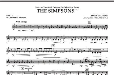 The Simpsons Pt Bb Clarinet Bb Trumpet By Paul Murtha Sheet Music