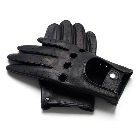 Napodrive Black Mens Driving Gloves Without Lining Made Of Lamb