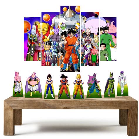 Dragon Ball Z Kit 1 Quadro Mosaico 8 Totens De Mesa Em Mdf