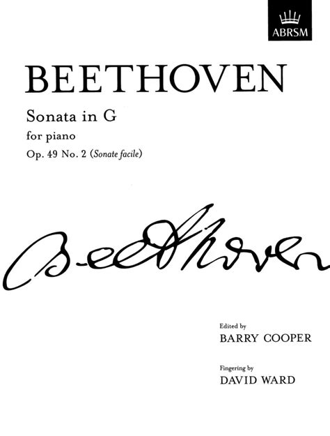 Piano Sonata G Dur Op 49 Nr 2 Von Ludwig Van Beethoven Im Stretta