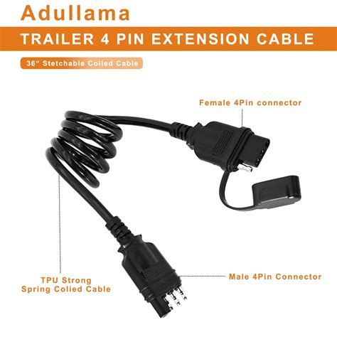 Snapklik.com : 4 Pin Trailer Plug Extender, 3Feet 4 Pin Male And Female ...