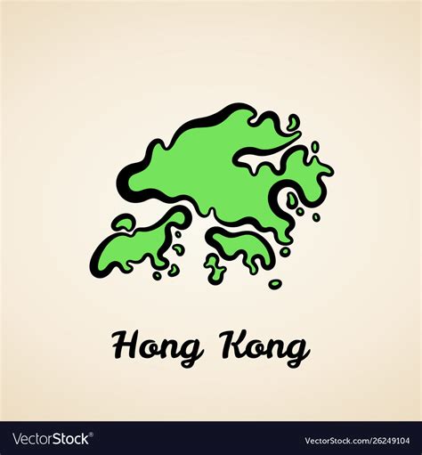 Hong kong - outline map Royalty Free Vector Image