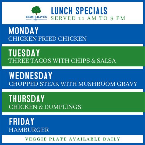 Lunch Specials — Brookhaven Pub & Grill