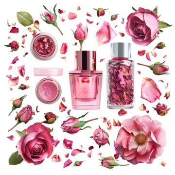 Elegant Perfume Bottle Surrounded By Pink Roses Elegant Perfume Bottle