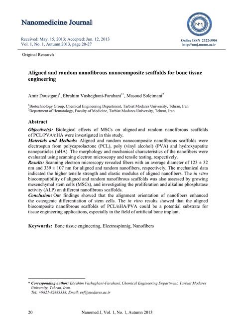 Aligned And Random Nanofibrous Nanocomposite Scaffolds For Bone Tissue