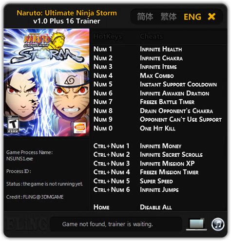 Naruto: Ultimate Ninja Storm Trainer +16 v1.0 FLiNG - download cheats, codes, trainers