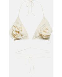 Magda Butrym Triangle Bikini Top W Roses In Brown Lyst