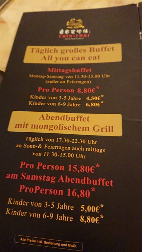 Speisekarte Von Chin Thai Restaurant Limburg An Der Lahn