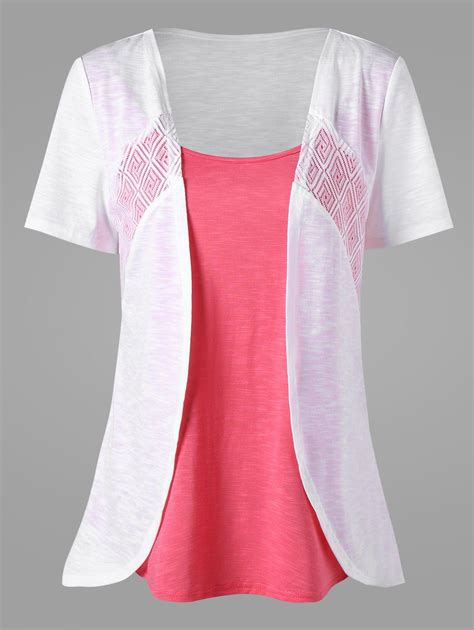 41 Off 2021 Two Tone Asymmetrical T Shirt In White Dresslily