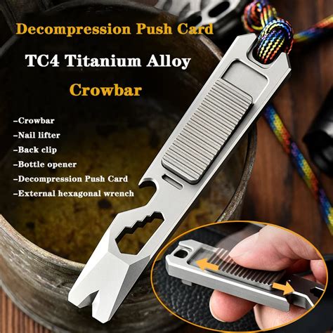 Tc Titanium Alloy Crowbar Decompression Push Slider Multi Function