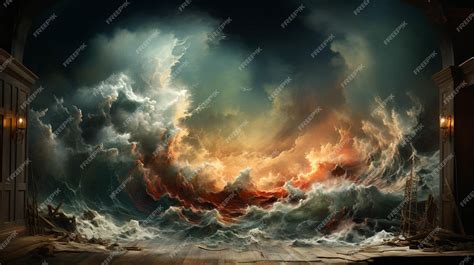 Premium Photo | A painting of a storm in the ocean background