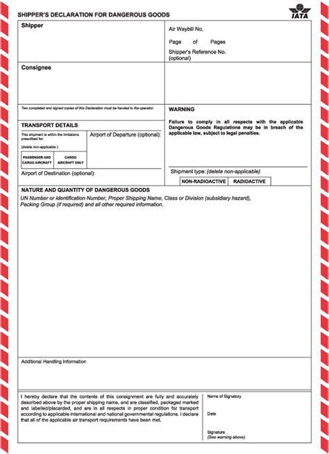 Creating The IATA Dangerous Goods Form The Shipper S 46 OFF