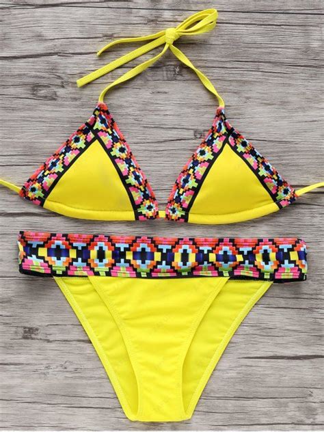 Printed Yellow Bikini Set YELLOW Bikinis S ZAFUL