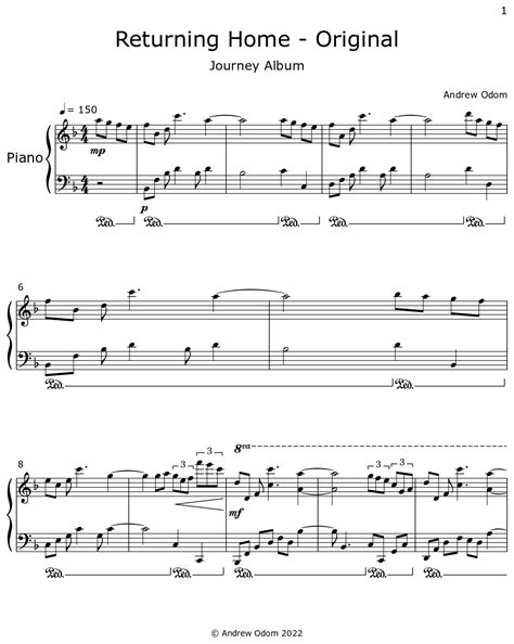 returning home original sheet   piano