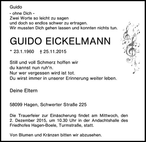 Traueranzeigen Von Guido Eikelmann Trauer In NRW De