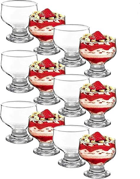 Glass Dessert Bowls Sundae Ice Cream Set Of 12 Short Stemm Prawn Cocktail