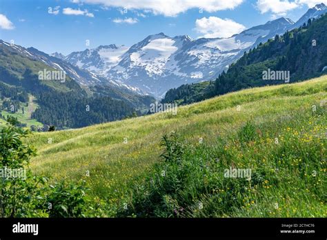 Europe Austria Tyrol Tztal Alps Tztal View Over A Mountain