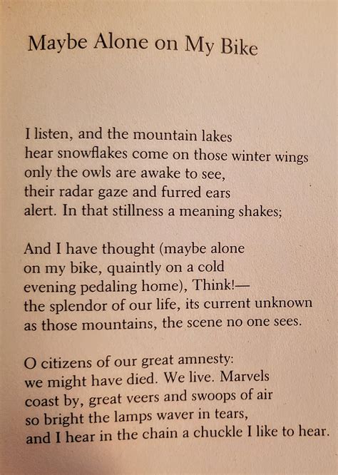 [POEM] Maybe Alone on My Bike by William Stafford : r/Poetry