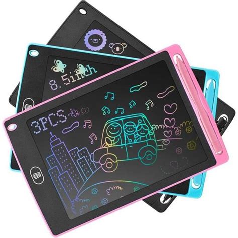 Lot de 3 tablettes d écriture LCD à écran coloré bloc de dessin