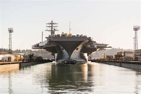 The Aircraft Carrier Uss Nimitz Cvn Departs Dry Dock At Puget