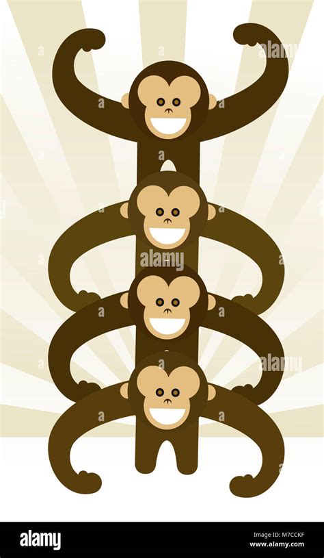 Close-up of four monkeys balancing Stock Photo - Alamy