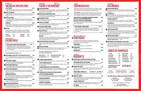 Menu at Red Iguana restaurant, Salt Lake City, 736 W N Temple St