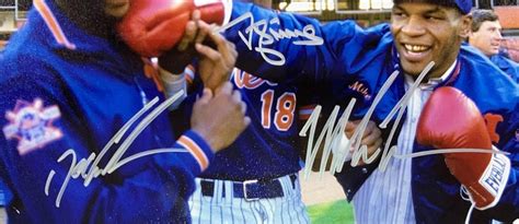 Mike Tyson Doc Gooden Darryl Strawberry Signed Framed X Ny Mets