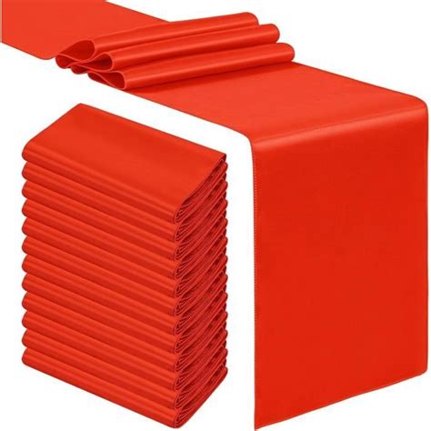 Lot De Chemins De Table En Satin Rouge Cm X Cm Long Chemin De