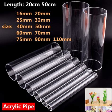 2pcs 20 50cm Length 16 110mm Acrylic Pipe Transparent Plexiglass Tube