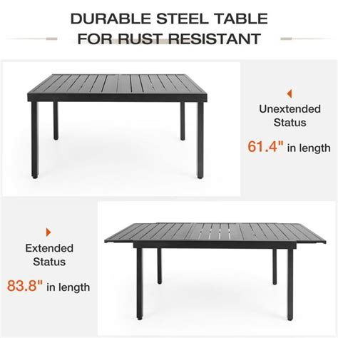 Sophia And William Expandable Steel Outdoor Patio Dining Table For 6 8 P