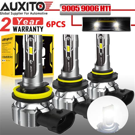 Combo 9005 9006 H11 LED Headlight Fog Lights 6500K White High Low Beam