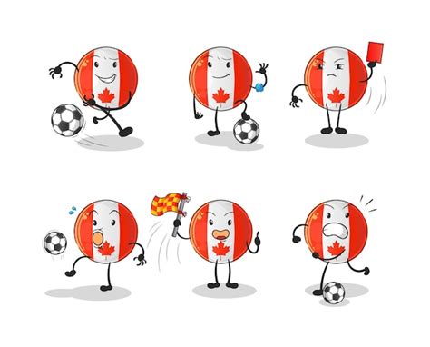 Premium Vector Canada Flag Football Group Character Cartoon Mascot Vector