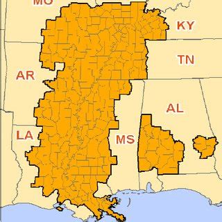 The Mississippi River Delta Region, as defined by the Delta Regional ...