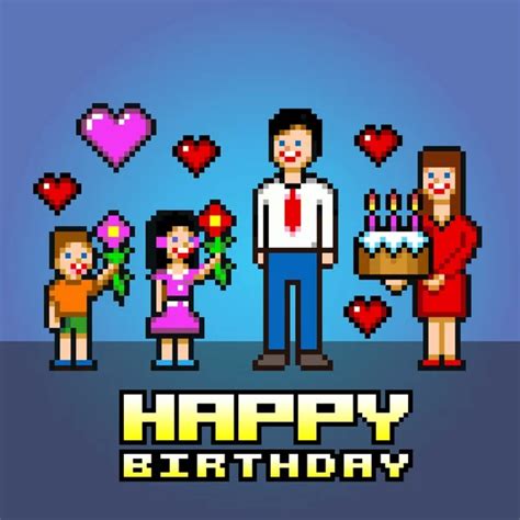 Happy Fathers Day Pixel Art Style Vector Illustration Stock Vector