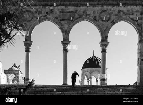 Old Woman Climbs Temple Mount Stock Photo Alamy