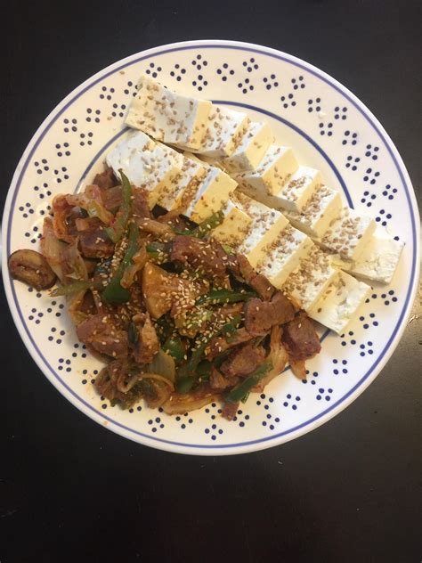 [homemade] Stir Fry Pork And Kimchi With Tofu R Food