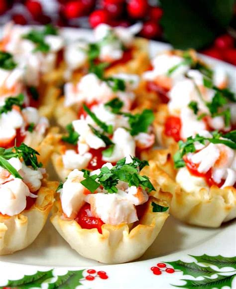 Festive Shrimp Cocktail Appetizer Bites In Phyllo Cups