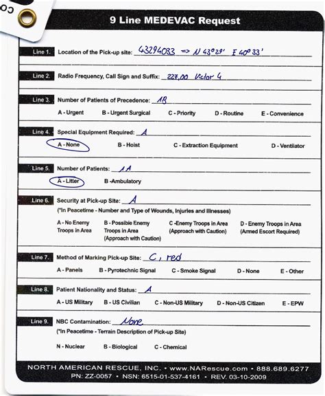 9 line medevac card printable