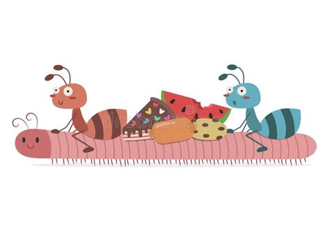 Ants Riding Millipede Vector Cartoon Stock Vector Illustration Of