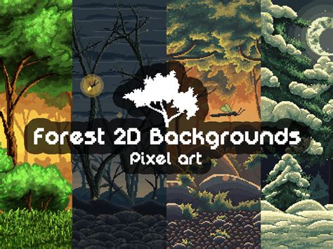 Pixel Art Forest Game Backgrounds by 2D Game Assets on Dribbble