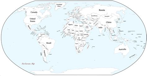 Outline Map Of The World Showing Countries