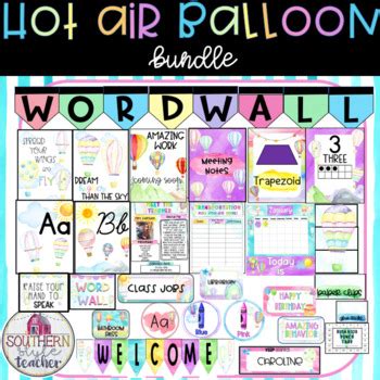 Hot Air Balloon Watercolor Classroom Theme Bundle By Southern Style Teacher