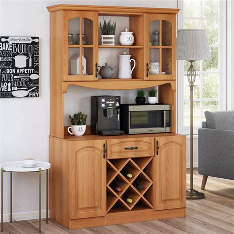 Living Skog 73 In Pantry Kitchen Storage Cabinet Wine Buffet Mdf Cherry