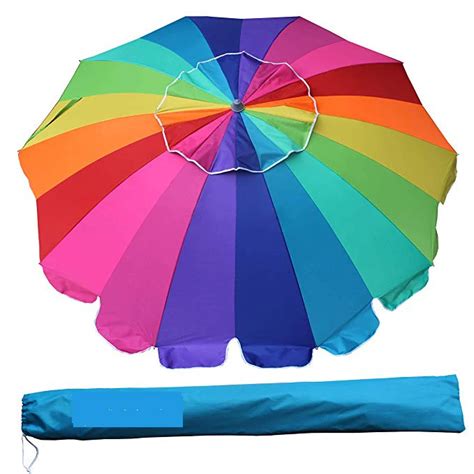 7 5ft 20 Panels Vented Rainbow Beach Umbrella With Tilt And Telescoping