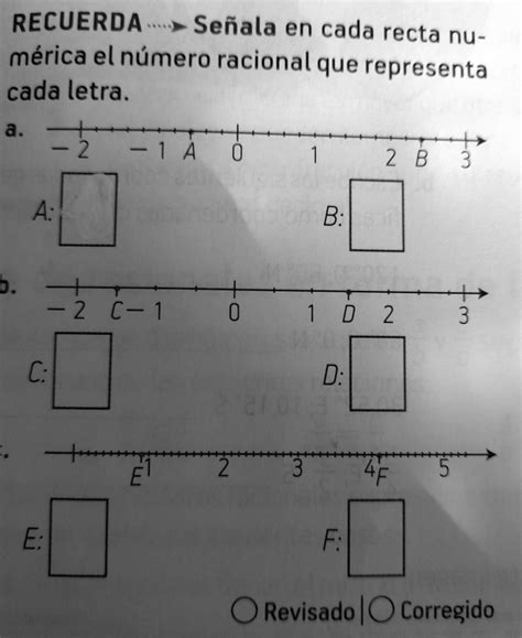 SOLVED señala cada recta numerica el numero racional que representa