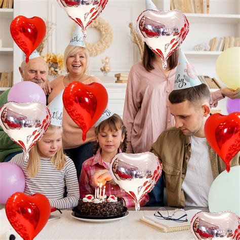 Rkstn Valentines Balloons 10pcs Heart Foil Balloons 18inch Heart