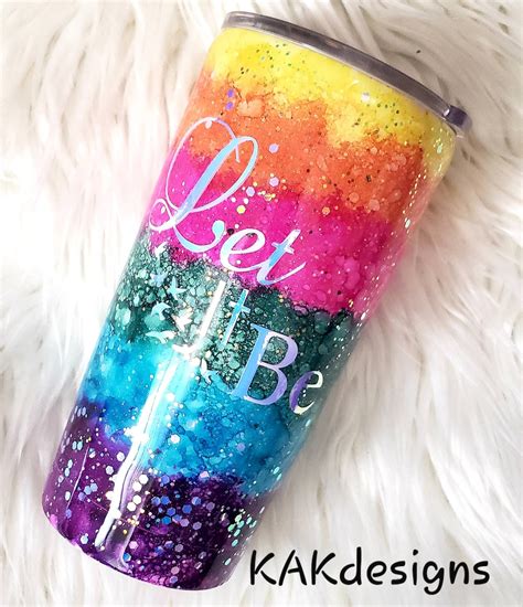 Rainbow Tumblers Alcohol Ink Yeti Tumblers Rainbow Tie Dyed Etsy