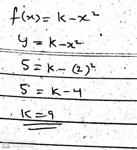 In The Xy Plane The Point 2 5 Lies On The Graph Of The Function F If F X K − X² Where